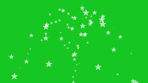 Blikající Hvězdy Fontána Zeleném Pozadí Obrazovky — Stock video
