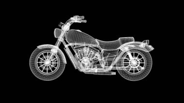 Sade siyah arka planda güzel bir telli motosiklet çizimi