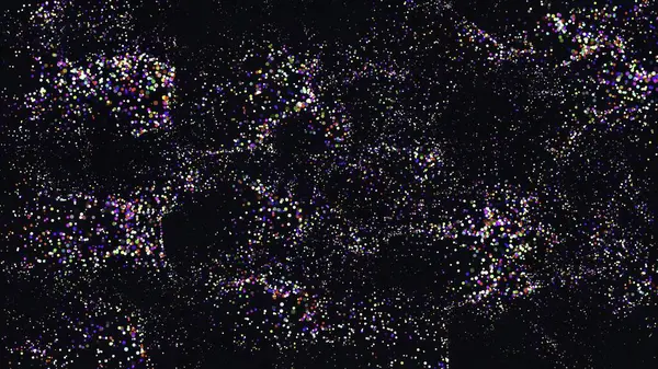 Όμορφη Απεικόνιση Των Πολύχρωμων Κυμάτων Σωματιδίων Απλό Μαύρο Φόντο — Φωτογραφία Αρχείου