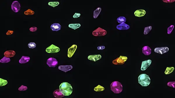 Beautiful illustration of colorful diamonds on plain black background