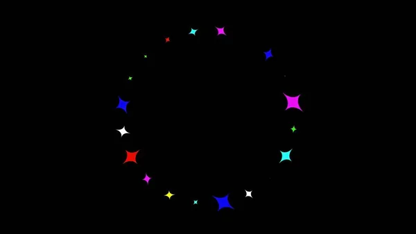 Krásná Ilustrace Barevných Hvězd Kruhový Vzor Prostém Černém Pozadí — Stock fotografie