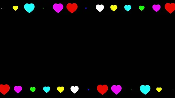 Beautiful Illustration Colorful Hearts Frame Plain Black Background — Stock Photo, Image