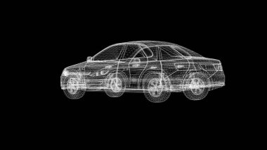 Sade siyah arka planda güzel bir telli çizim arabası.