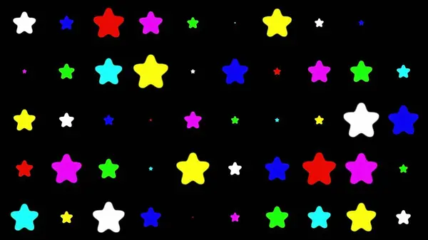 Krásná Ilustrace Barevné Hvězdy Vzor Prostém Černém Pozadí — Stock fotografie