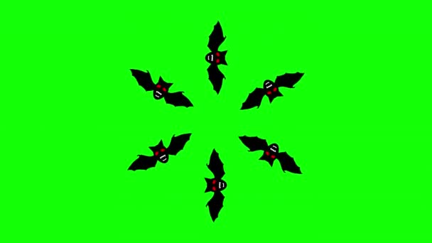 Cirkel Vleermuizen Bewegende Graphics Met Groene Achtergrond Scherm — Stockvideo