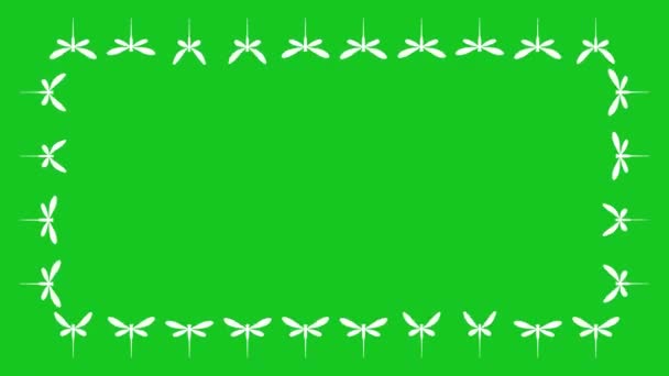 Fluttering Libellule Cornice Decorativa Sfondo Schermo Verde — Video Stock