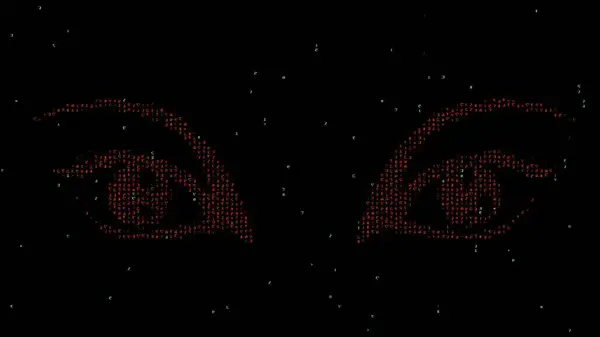 Красивая Иллюстрация Страшных Красных Глаз Матричным Кодом Обычном Черном Фоне — стоковое фото