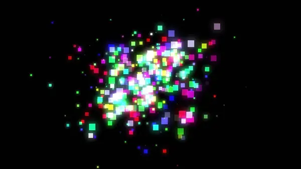 明白な黒い背景のカラフルなピクセル粒子の美しいイラスト — ストック写真
