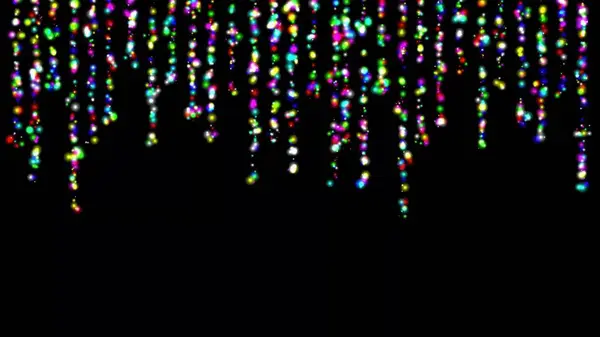 Красива Ілюстрація Барвистих Декоративних Світлих Ниток Звичайному Чорному Тлі — стокове фото