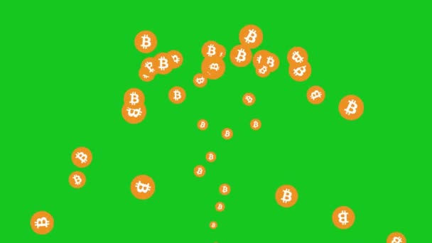 Bitcoins Fıskiyesi Yeşil Ekranda — Stok video