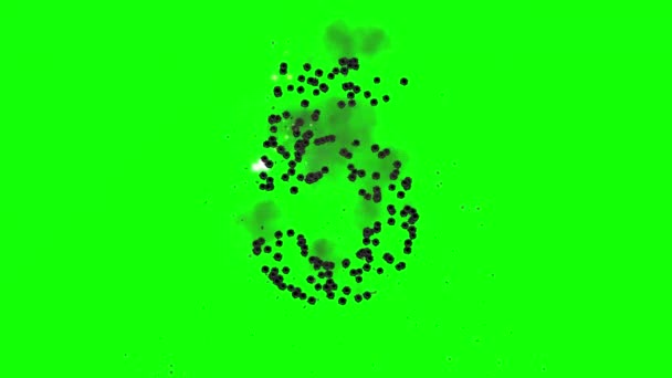 緑のスクリーンの背景の弾丸のショットで形成される番号5 — ストック動画