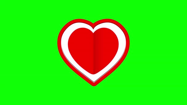 Corazón Rojo Dentro Corazón Con Fondo Pantalla Verde — Vídeos de Stock