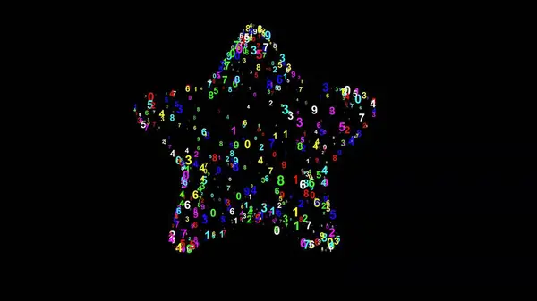 明るい黒の背景にカラフルな数字の星形の美しいイラスト — ストック写真