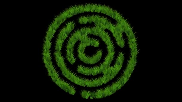 白黒背景に緑の草の効果を持つパズル形状 — ストック動画
