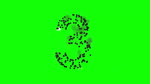 Αριθμός Που Σχηματίζεται Από Σφαίρες Πράσινο Φόντο Οθόνη — Αρχείο Βίντεο
