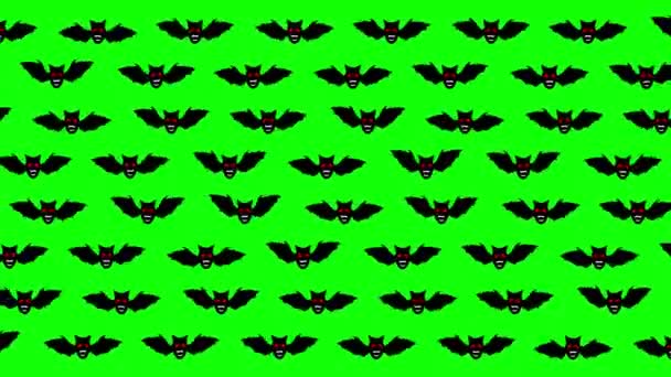 Padrão Morcegos Fluttering Fundo Tela Verde — Vídeo de Stock