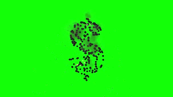 绿色屏幕背景上带有子弹射击的美元符号 — 图库视频影像