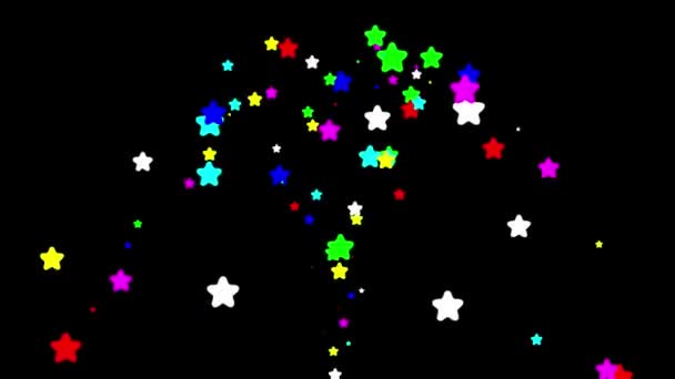 Цветные Мерцающие Звезды Фонтан Обычном Черном Фоне — стоковое видео