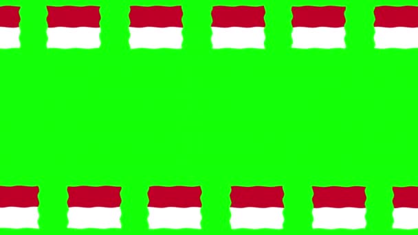 Движение Флагов Монако Декоративная Рамка Зеленом Фоне Экрана — стоковое видео