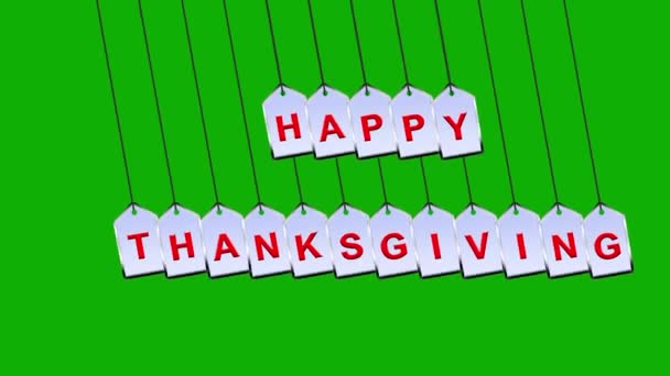 Swinging Happy Thanksgiving Text Green Screen Background — Stock Video
