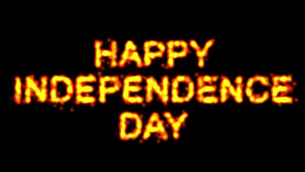 Sade Siyah Arkaplanda Ateş Efektli Mutlu Bağımsızlık Günü Metni — Stok video
