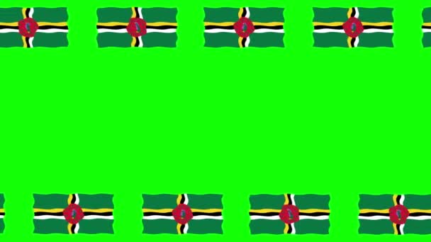 Mover Las Banderas Dominica Marco Decorativo Sobre Fondo Pantalla Verde — Vídeos de Stock