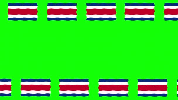 Spostamento Bandiere Costa Rica Cornice Decorativa Sfondo Schermo Verde — Video Stock