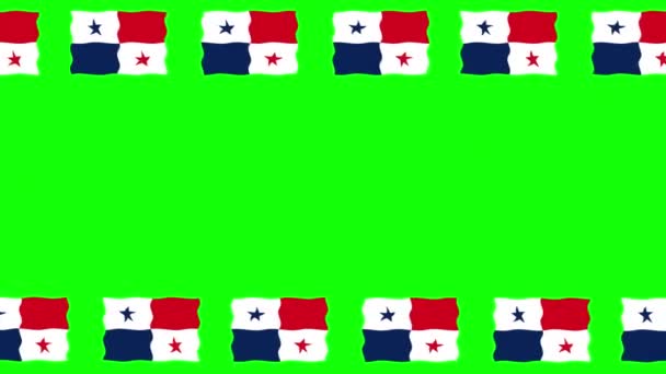 Mover Banderas Panamá Marco Decorativo Sobre Fondo Pantalla Verde — Vídeos de Stock