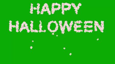 Yeşil ekranda kiraz çiçekleri olan Cadılar Bayramı mesajınız kutlu olsun.