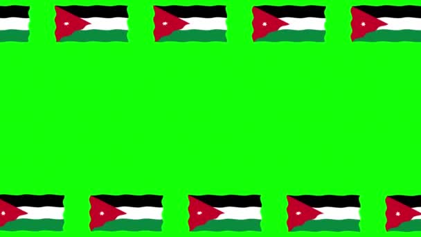 Poruszający Się Jordan Flagi Dekoracyjne Ramki Zielonym Tle Ekranu — Wideo stockowe