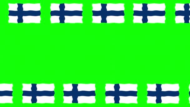 Переміщення Фінляндії Прапори Декоративної Рамки Зеленому Тлі Екрану — стокове відео