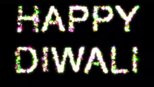 Texto Diwali Feliz Con Destellos Brillo Colores Sobre Fondo Negro — Vídeos de Stock