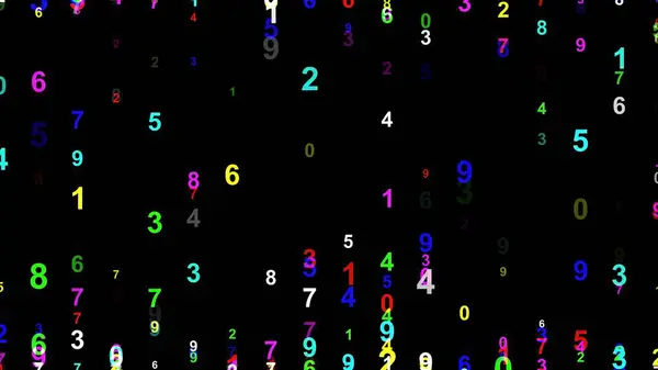 Düz siyah arkaplan üzerindeki renkli sayıların güzel çizimi