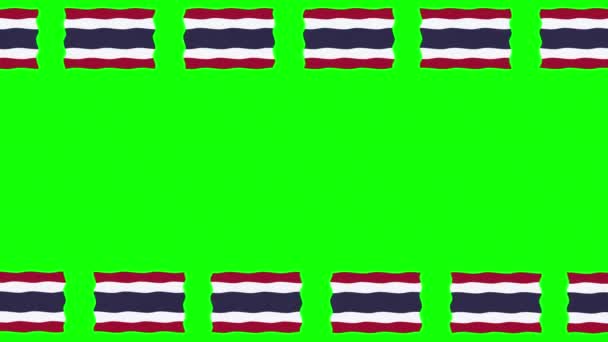 Het Verplaatsen Van Thailand Vlaggen Decoratieve Frame Groene Scherm Achtergrond — Stockvideo