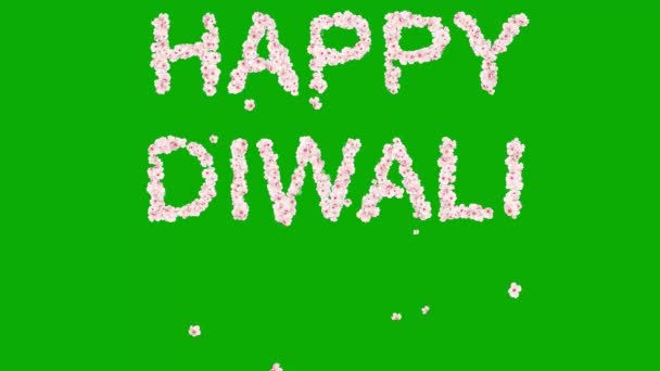 Happy Diwali Text Třešňovými Květy Zeleném Pozadí Obrazovky — Stock video