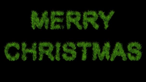 Καλά Χριστούγεννα Κείμενο Πράσινο Γρασίδι Επίδραση Απλό Μαύρο Φόντο — Αρχείο Βίντεο