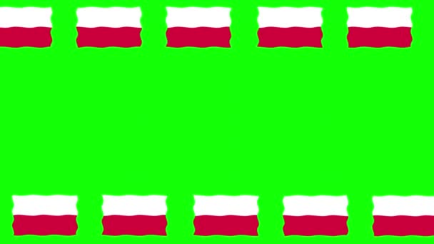 Verplaatsen Van Polen Vlaggen Decoratieve Frame Groene Scherm Achtergrond — Stockvideo