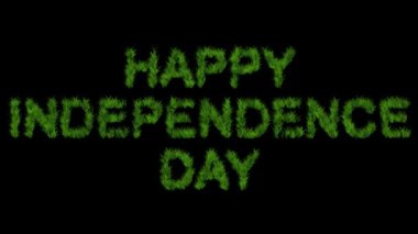 Sade siyah arkaplanda yeşil çimen efektli Mutlu Bağımsızlık Günü metni