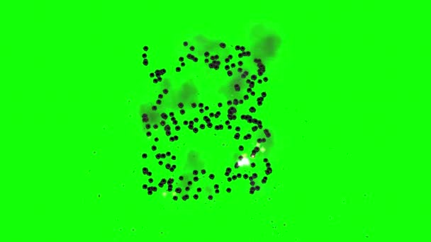 緑のスクリーンの背景の弾丸ショットによって形成される英語のアルファベットB — ストック動画