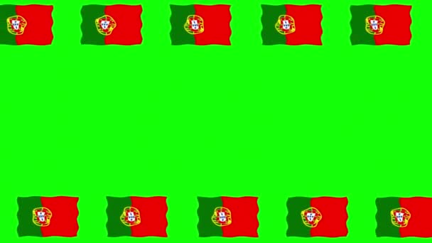 Mover Banderas Portugal Marco Decorativo Sobre Fondo Pantalla Verde — Vídeo de stock