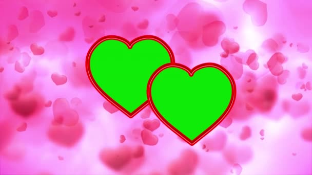 Порожні Серця Графіка Руху Фоторамки Фоном Рожевих Сердець — стокове відео