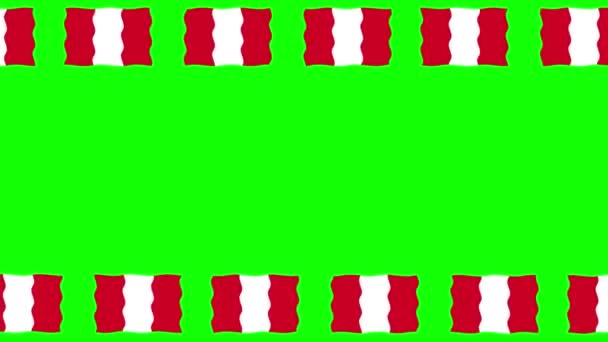Pohybující Peru Vlajky Dekorativní Rám Zeleném Pozadí Obrazovky — Stock video