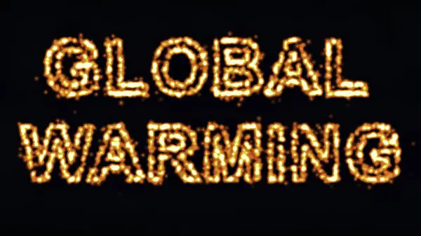 Düz siyah arkaplan üzerinde ateş etkisi olan Küresel Isınma metninin güzel bir çizimi