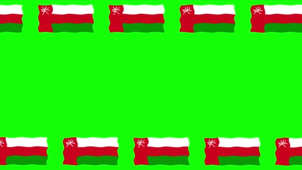 緑のスクリーンの背景にオマーン旗の装飾的なフレームを移動 — ストック動画