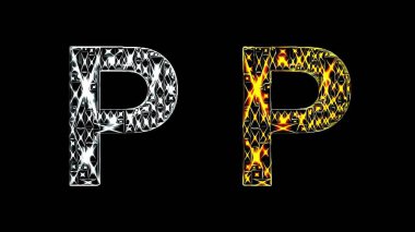 Sade siyah arkaplanda gümüş ve altın İngiliz alfabesinin güzel bir çizimi.