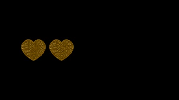 Χρυσή Πέντε Καρδιές Απλό Μαύρο Φόντο — Αρχείο Βίντεο