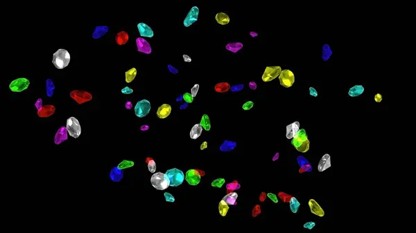 Sade siyah arkaplanda renkli elmasların güzel bir çizimi