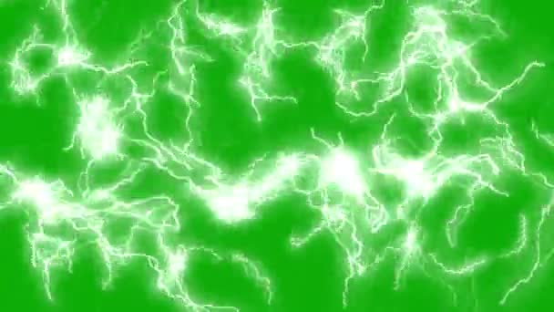 Blesk Energie Jiskří Pohybová Grafika Zelenou Obrazovkou Pozadí — Stock video