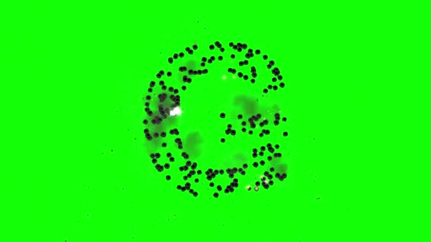 緑のスクリーンの背景の弾丸ショットによって形成される英語のアルファベットG — ストック動画