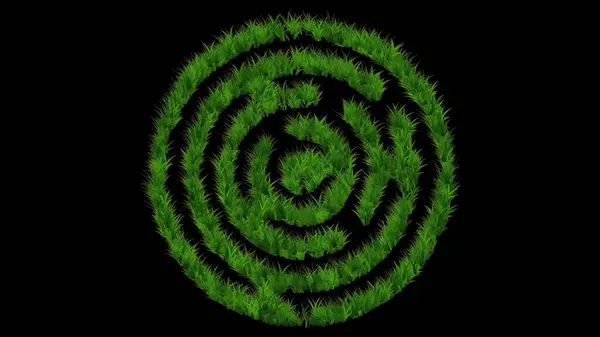 Sade siyah arkaplanda yeşil çimen etkisi olan yapboz biçiminin güzel bir çizimi